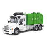 Caminhão De Lixo Controle Remoto Com Som Farol Seta Abre Baú Cor Branco