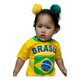 Camisa Bêbe Infantil Seleção Brasileira Algodão 1 A 3 Anos 