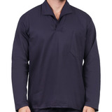 Camisa Brim Manga Longa Jaleco Uniforme Azul Marinho