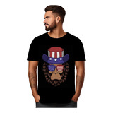 Camisa Camiseta 100% Algodão Macaco Americano Estados Unidos