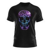 Camisa Camiseta Estampada 3d Skull Caveira Neon Colorido