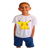 Camisa Camiseta Infantil Pika Chu Pokemo Desenho Game Serie