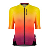 Camisa Ciclismo Bike Asw Active Feminina Amarelo Vermelho 