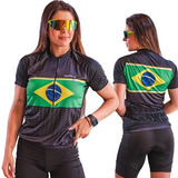 Camisa Ciclismo Brasil Roupa Pra Ciclista Bike Pro Blusa Uv*
