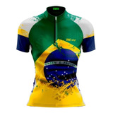 Camisa Ciclismo Feminina Brasil Ciclista Bike Proteção Uv50