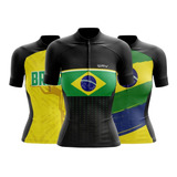 Camisa Ciclismo Feminino Brasil Manga Curta Mtb Mulher Promo