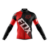 Camisa Ciclismo Manga Longa Fox Zíper Dry Fit Bicicleta Mtb