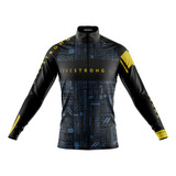 Camisa Ciclismo Manga Longa Livestrong Ziper Total Dryfit