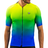 Camisa Ciclismo Masc Free Force Start All Fit Yelow-blue Grd