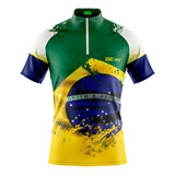 Camisa Ciclismo Masculina Brasil Bike Ciclista Proteção Uv50