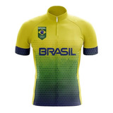 Camisa Ciclista Dry Fit Brasil Profissional Conforto Treino 
