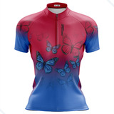 Camisa Ciclista Feminina Roupa Ciclista Pro Tour Borboletas
