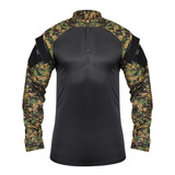 Camisa Combat Shirt Tática Camuflada Lisa Militar Reforçada