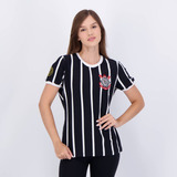 Camisa Corinthians Retrô Feminina Preta E Branca