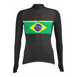 Camisa De Ciclismo Brasil Points Feminina Modelagem Slim