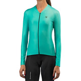 Camisa De Ciclismo Free Force Fem Ml Training Graceful Azul