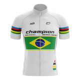 Camisa De Ciclismo Masculina Brasil Branca Mtb Speed Pro