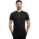 Camisa De Gola Padre Gs One Henley Manga Curta De Malha Eco