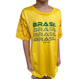 Camisa Do Brasil Infantil Juvenil Torcida Futebol Vôlei