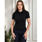 Camisa Feminina Baby Look Piquet Gola Polo Lisa Básica