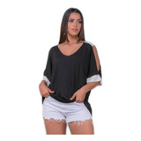 Camisa Feminino Bata Vazada Blusa Para O Verao Roupa Barata
