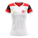 Camisa Flamengo Zico Retro 81 Branca Feminina Licenciada