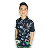 Camisa Gola Polo Infantil Masculina Camiseta Juvenil Black