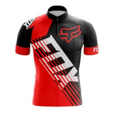 Camisa Kids Fox Vermelha Infantil Ciclismo Bicicleta Run Dry