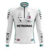 Camisa Masculina Ciclista Manga Longa Petronas 2023 Branca