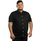 Camisa Masculina Plus Size De Botão Manga Curta De Malha Eco