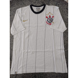 Camisa Nike Corinthians 2008 Branca Listrada 100% Algodão M