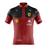 Camisa Para Ciclista F1 Ferrari Scuderia Vermelha Com Bolsos