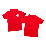 Camisa Polo Infantil Flamengo Oficial Vermelha 1 A 8 Anos