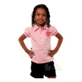 Camisa Polo Infantil Flamengo Rosa Oficial