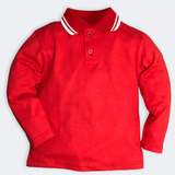 Camisa Polo Infantil Para Meninos Manga Longa Algodão