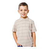 Camisa Polo Listrada Infantil Bege