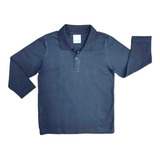 Camisa Polo Preta Básica Lisa Malwee Manga Longa Infantil