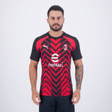 Camisa Puma Milan Pré-jogo 2024 Vermelha E Preta