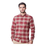 Camisa Ralph Lauren Custom Fit Flannel Xadrez Vermelho/caqui