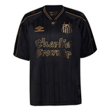 Camisa Santos Charlie Brownjr Preta Dourado Oficial Promoção