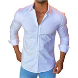 Camisa Social Masculina Slim Fit Sem Bolso Luxo Não Amassa