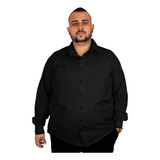Camisa Social Plus Size Colarinho Manga Longa Com Botões