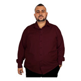 Camisa Social Plus Size Manga Longa Gola Colarinho Extra G