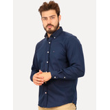 Camisa Tommy Hilfiger Stretch Oxford Azul Marinho