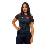Camisa Vasco Da Gama Kappa Baby Look Details Preta Oficial