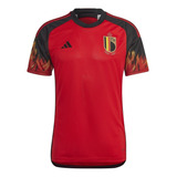 Camisa adidas Bélgica Oficial 1 2022 Vermelha Masculina
