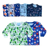 Camisas Manga Longa Bebe Criança 1 A 3 Casaco Algodao Kit 3