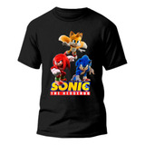 Camiseta Básica Do Sonic Infantil Camisa 100% Algodão