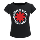 Camiseta Blusa Preta Feminina Banda Red Hot Chilli Peppers
