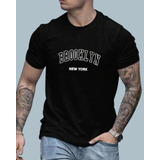 Camiseta Brooklyn New York Slim Unissex Algodão Confortável
